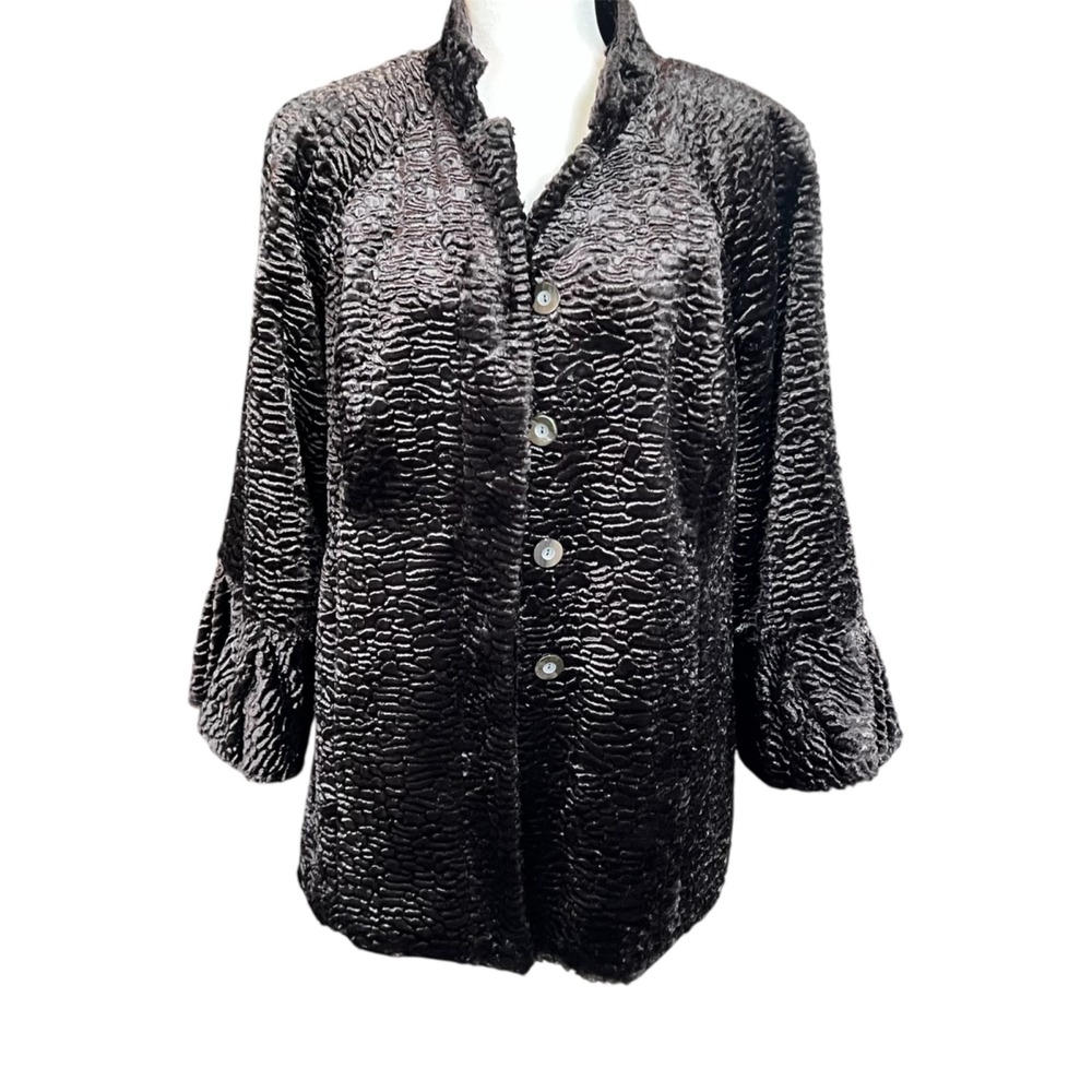 Doncaster‎ Coat Women's 12 Deep Brown Bell Sleeve Holiday Party Luxury